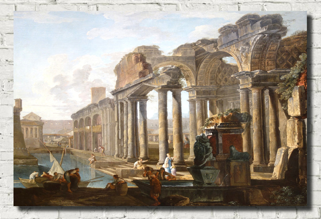 Hubert Robert Fine Art Print, Capriccio of Classical Ruins