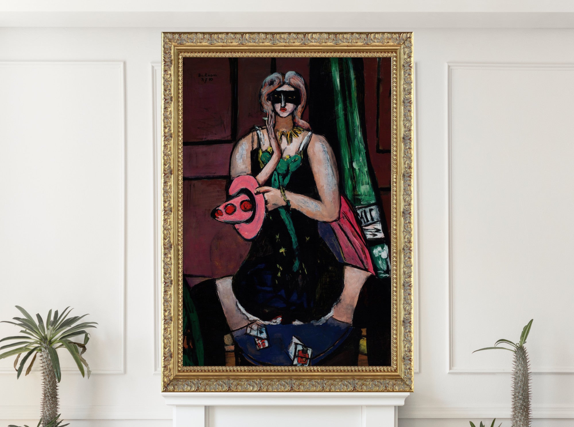 Max Beckmann, Carnival Mask, Green, Violet, and Pink (Columbine) (1950) - New Objectivity