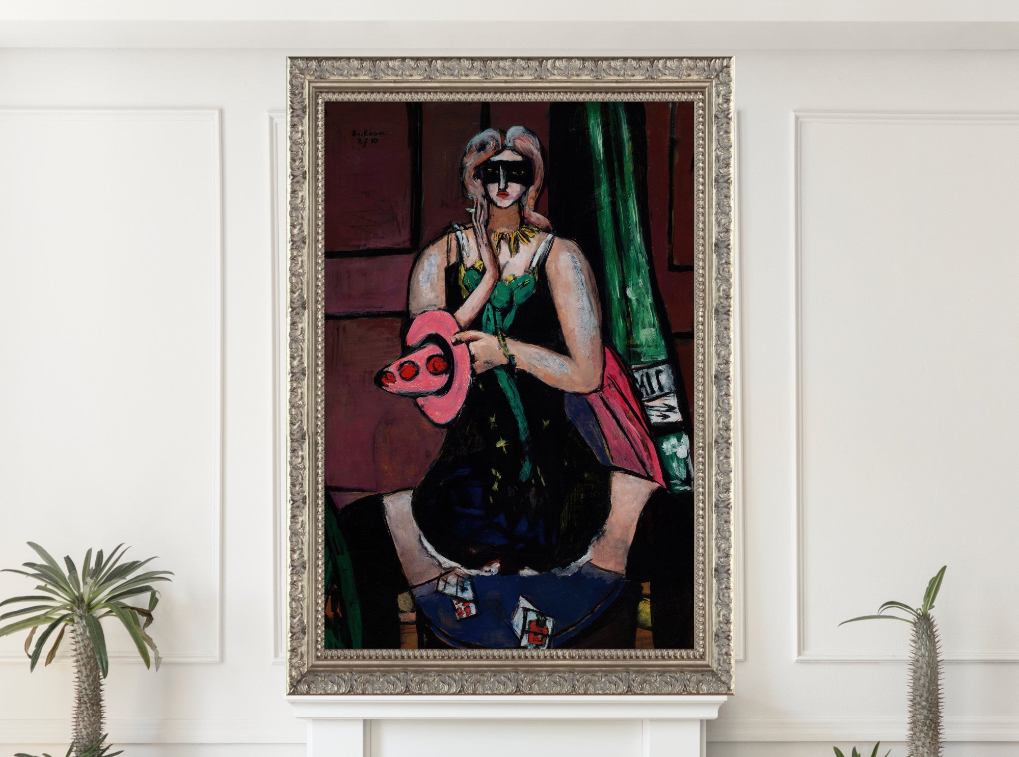 Max Beckmann, Carnival Mask, Green, Violet, and Pink (Columbine) (1950) - New Objectivity