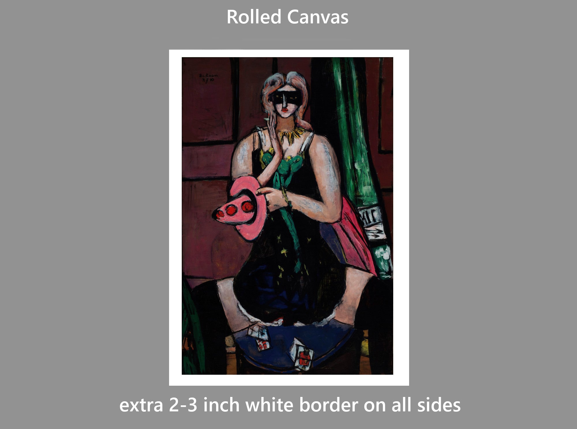 Max Beckmann, Carnival Mask, Green, Violet, and Pink (Columbine) (1950) - New Objectivity