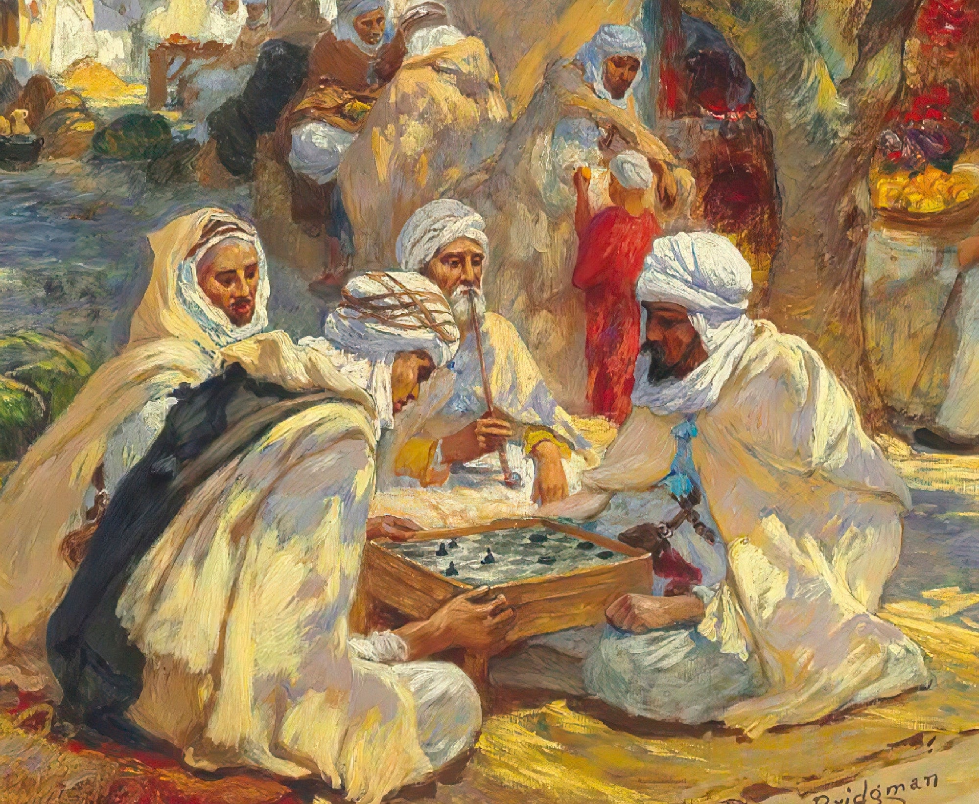 Chess Players, Biskra, Frederick Arthur Bridgman Fine Art Print
