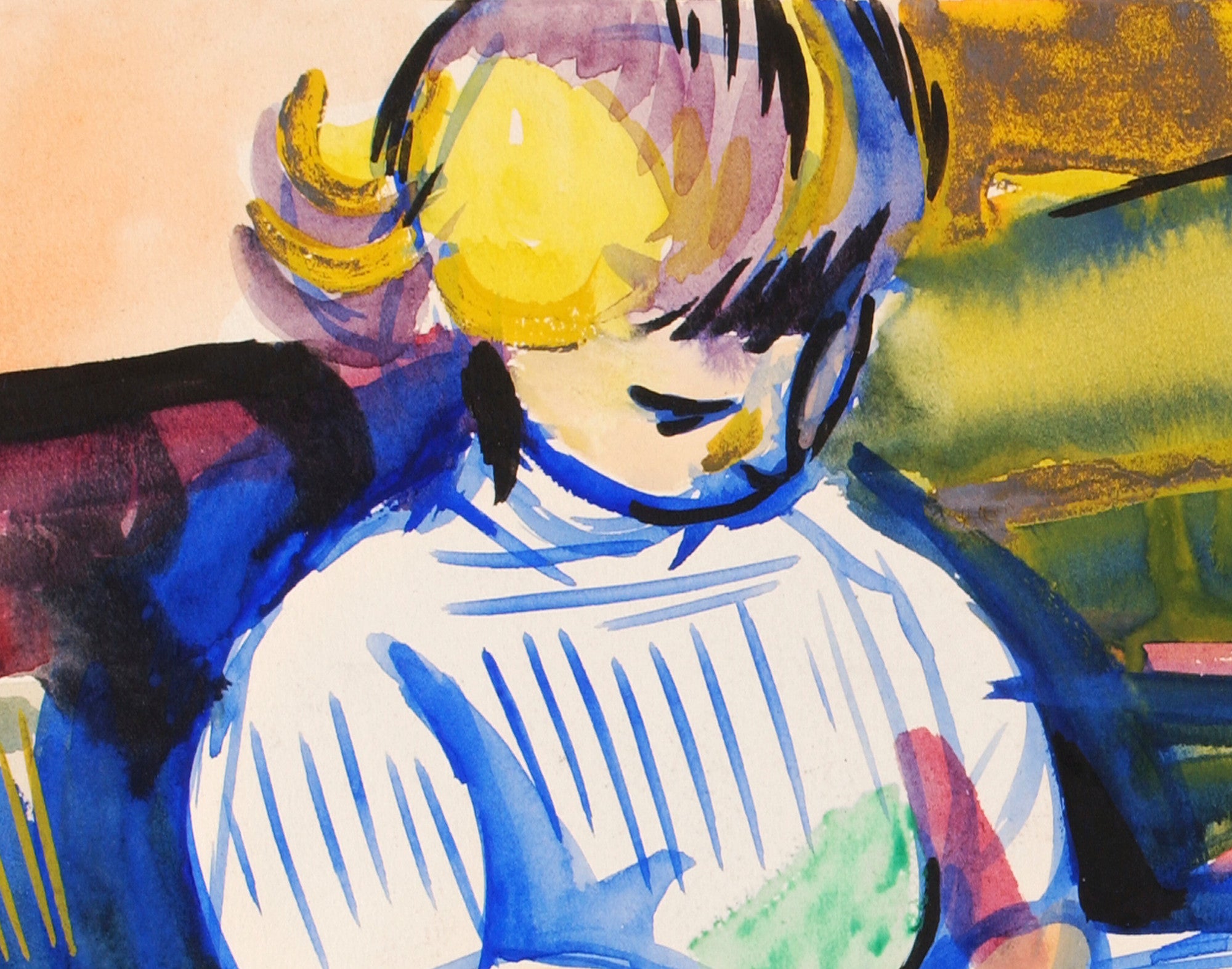 Henry Lyman Saÿen Fine Art Print : Child on Sofa