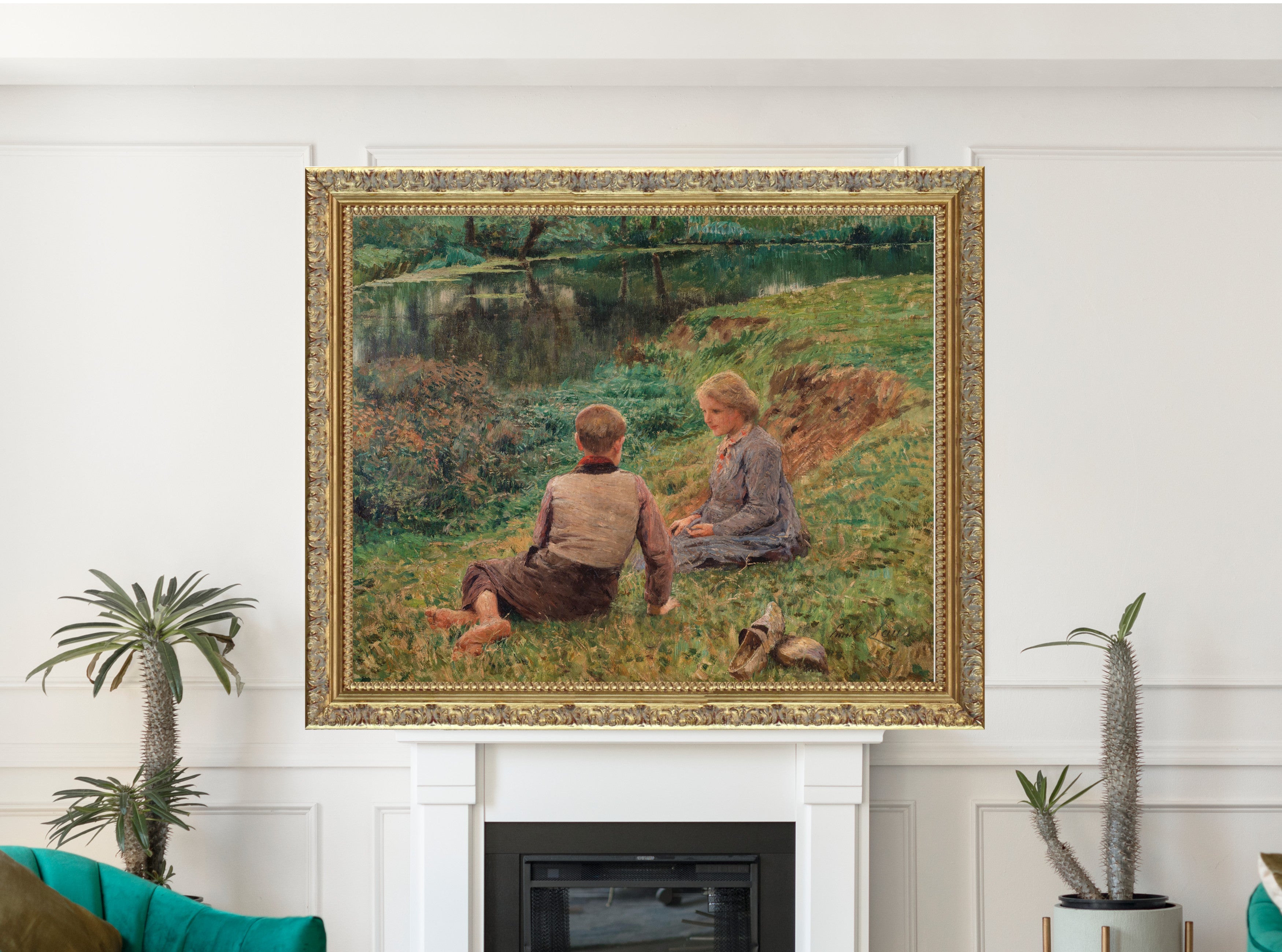 Children in a landscape, Emile Claus, Belgian Luminsm