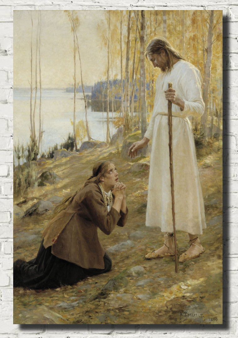 Albert Edefelt Fine Art Print, Christ and Mary Magdalene, a Finnish Legend