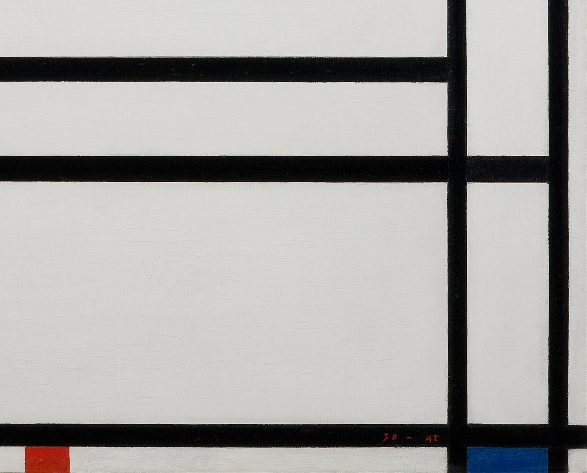 Composition of Red and White; Nom 1,Composition No. 4 with red and blue, Piet Mondrian Abstract Fine Art Print