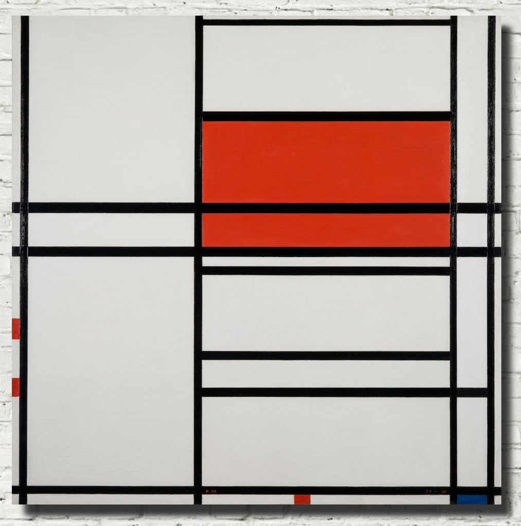 Composition of Red and White; Nom 1,Composition No. 4 with red and blue, Piet Mondrian Abstract Fine Art Print