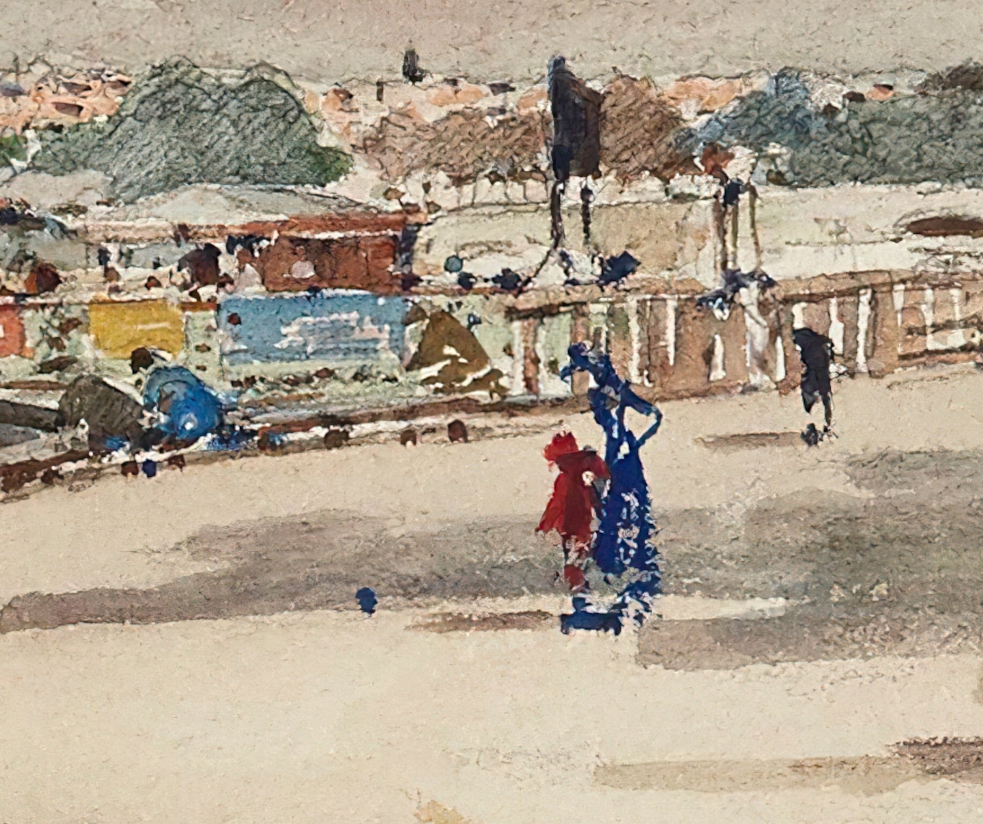 Frederic Anatole Houbron Fine Art Print, Construction work on the Alexandre III bridge, Queen's Court, seen from the Quai d'Orsay