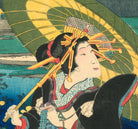 Toyohara Kunichika, Japanese Art Print : Courtesan with a parasol