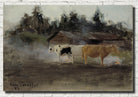 Eero Järnefelt Fine Art Print, Cows in Turf Smoke