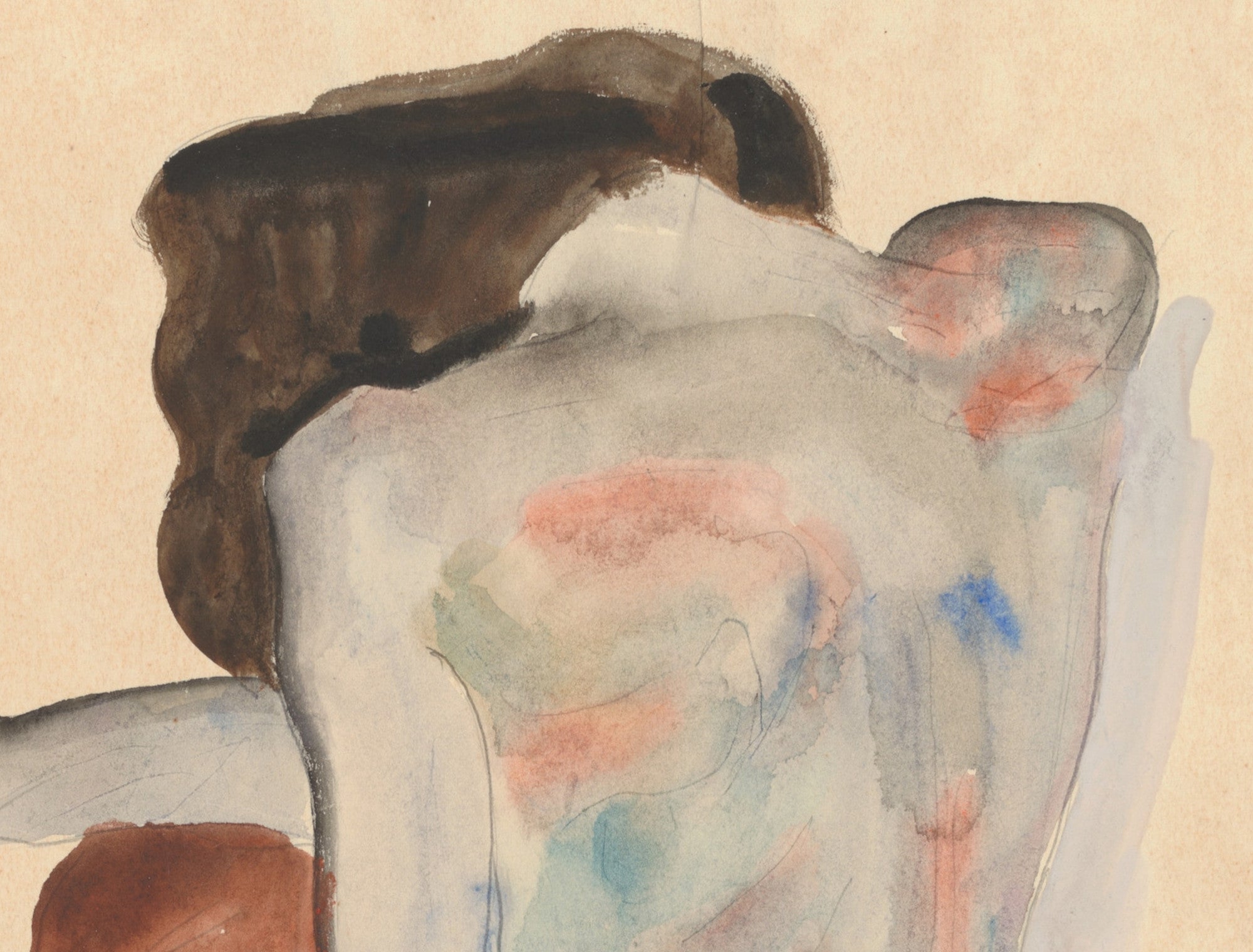 Crouching Nude in Shoes and Black Stockings, Back View, Egon Schiele Fine Art Print