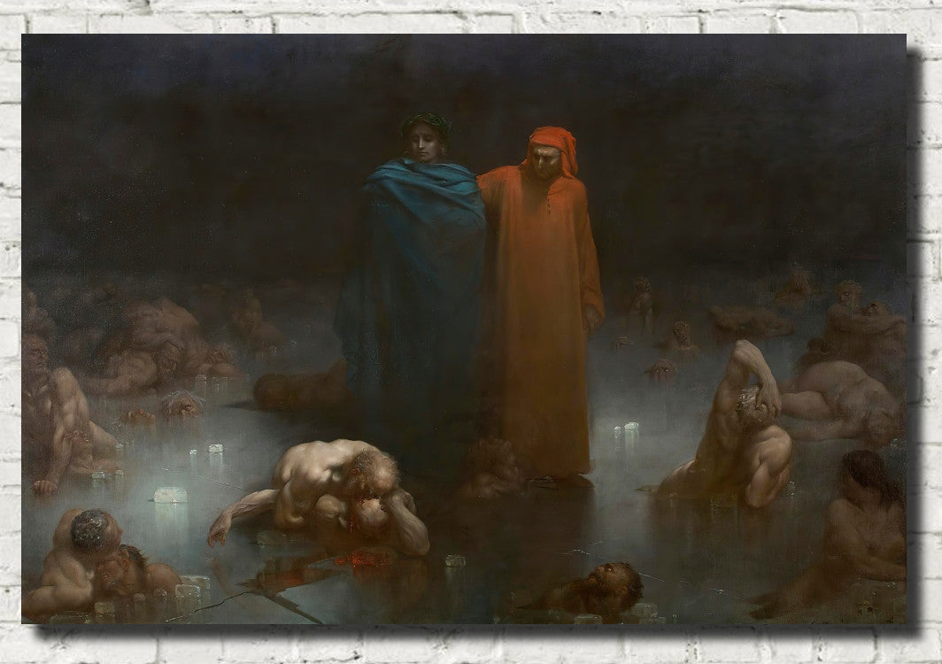 Gustave Dore Fine Art Print : Dante and Virgil in the Ninth Circle of Hell