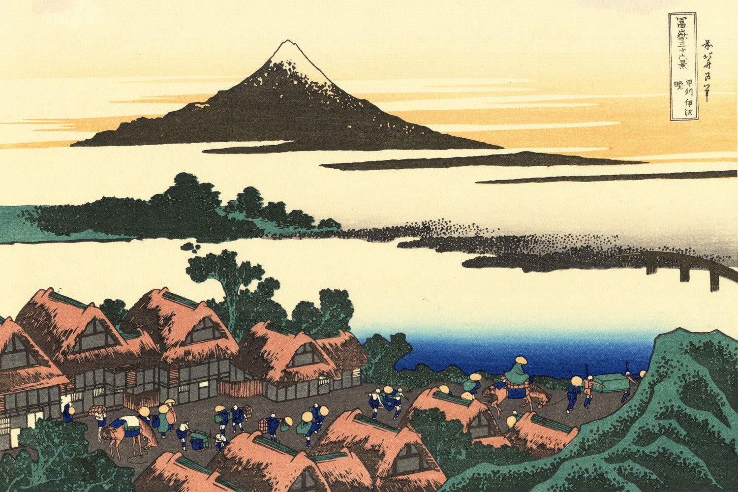 36 Views of Mount Fuji, Dawn at Isawa, Katsushika Hokusai, Japanese Print