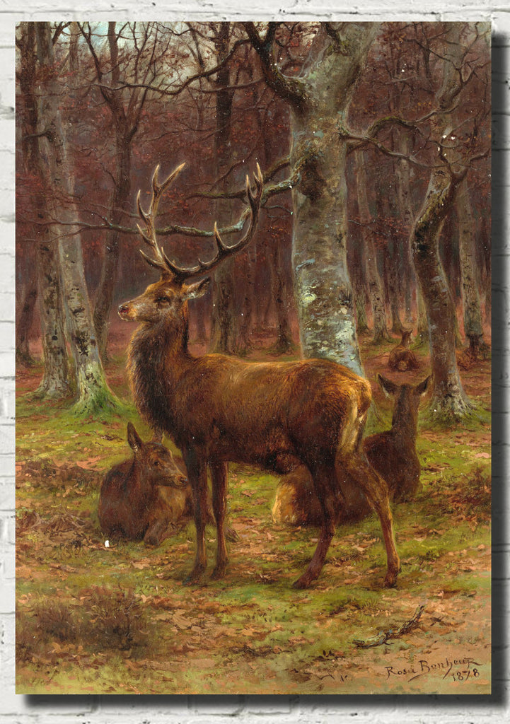 Deer and hinds in the forest, autumn, Rosa Bonheur Print