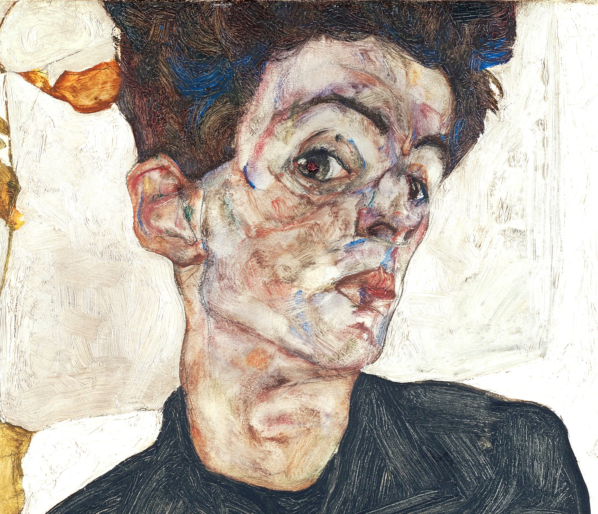 Egon Schiele Fine Art Print, Self Portrait with Physalis
