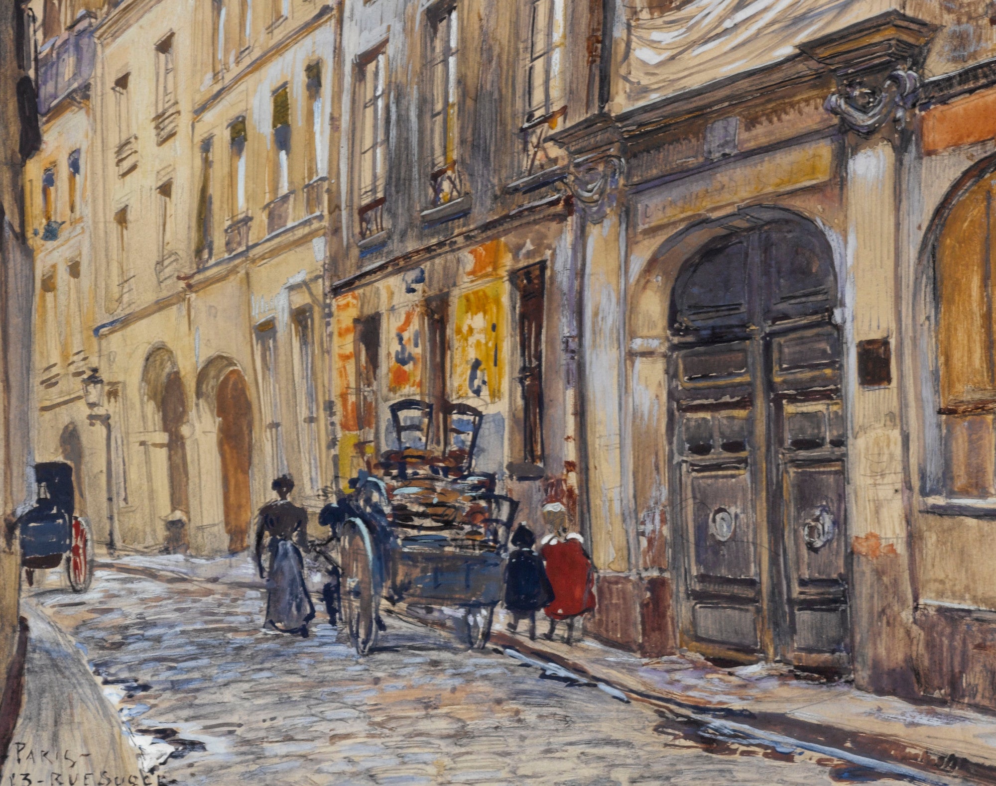 Frederic Anatole Houbron Fine Art Print, Entrance to the old Saint-André cemetery, 13 rue Suger, in 1906. 6th arrondissement