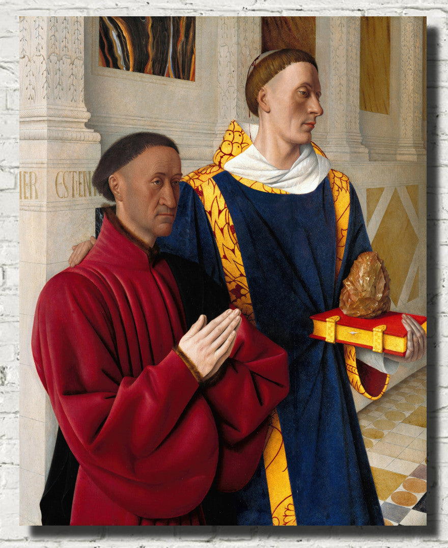 Etienne Chevalier with St. Stephen , Jean Fouquet (Melun Diptych)