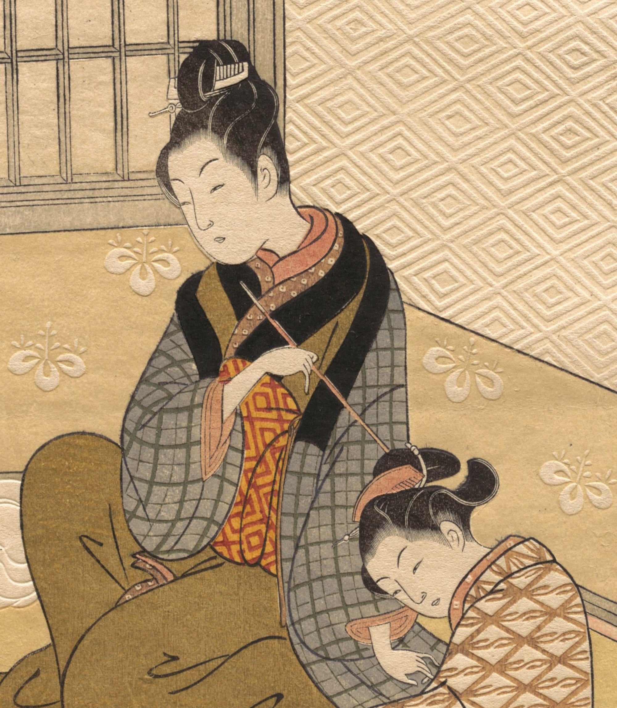Suzuki Harunobu, Japanese Shunga Art Print : Evening Snow on the Heater