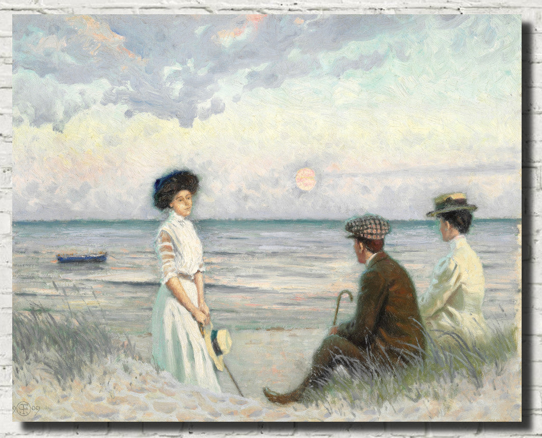 Paul Gustav Fischer Fine Art Print, Evening atmosphere at Falsterbo beach