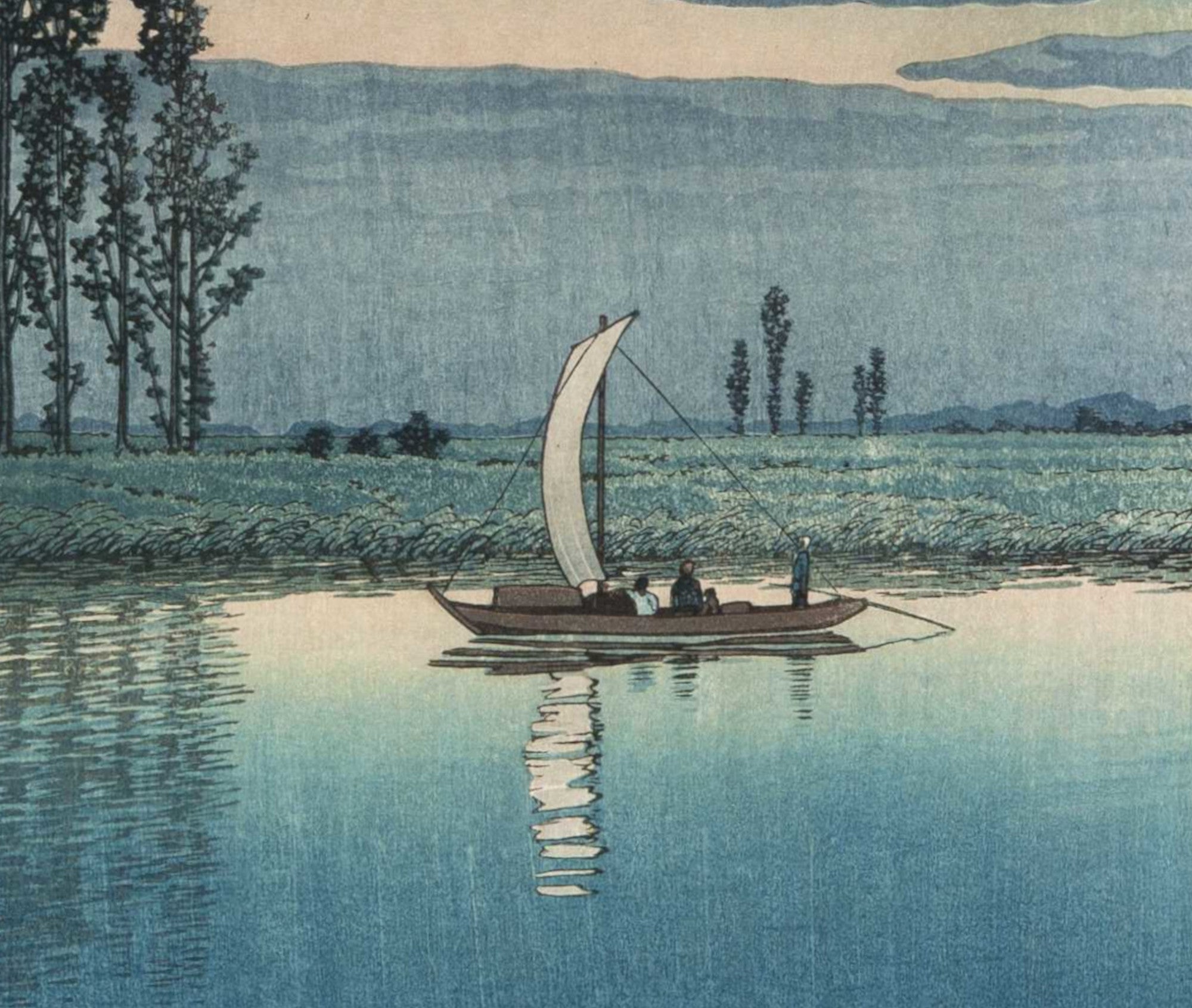 Evening of Ushibori, Hasui Kawase, Japanese Art Print