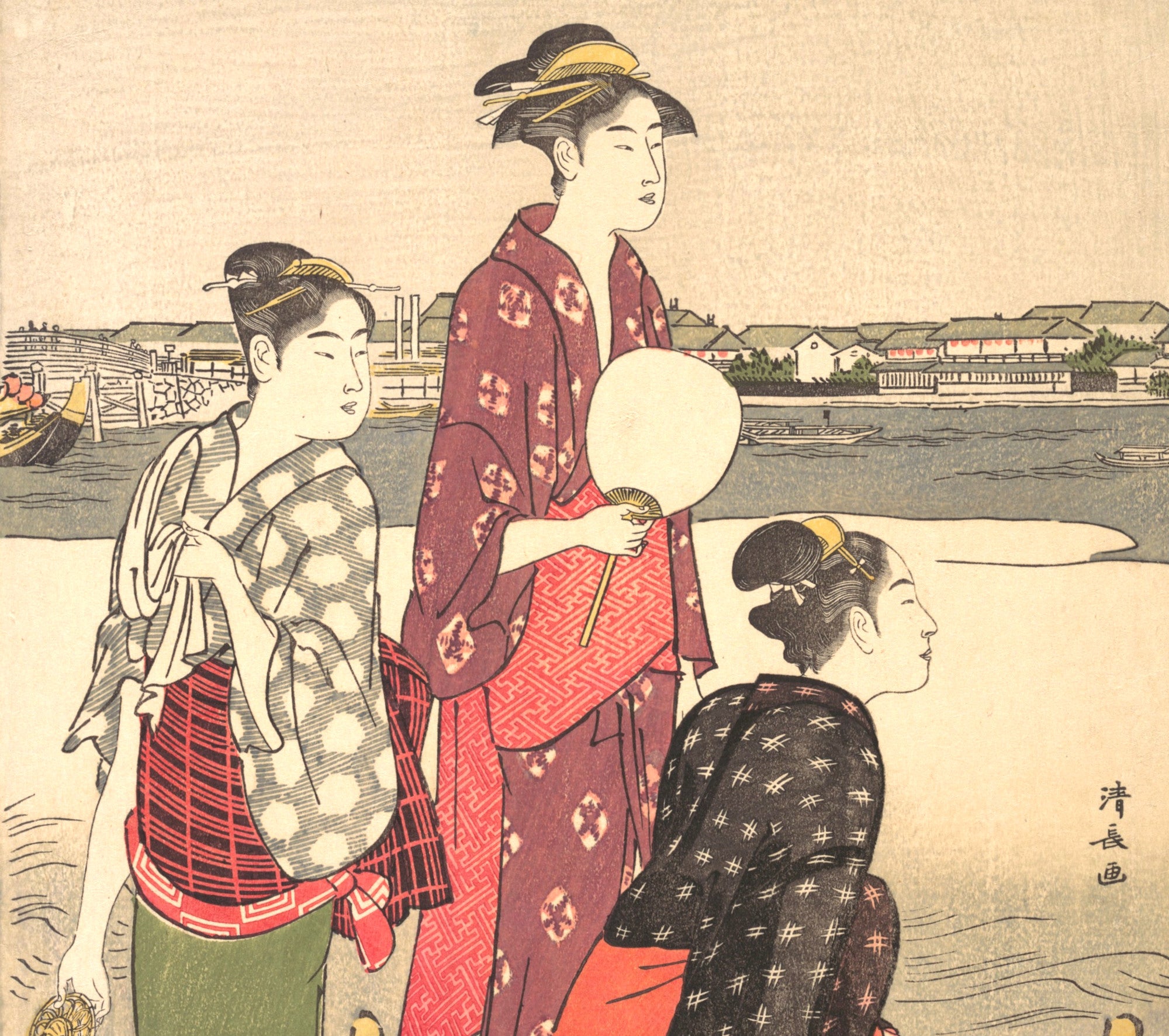 Torii Kiyonaga, Japanese Fine Art Print, Evening on the Banks of the Sumida River