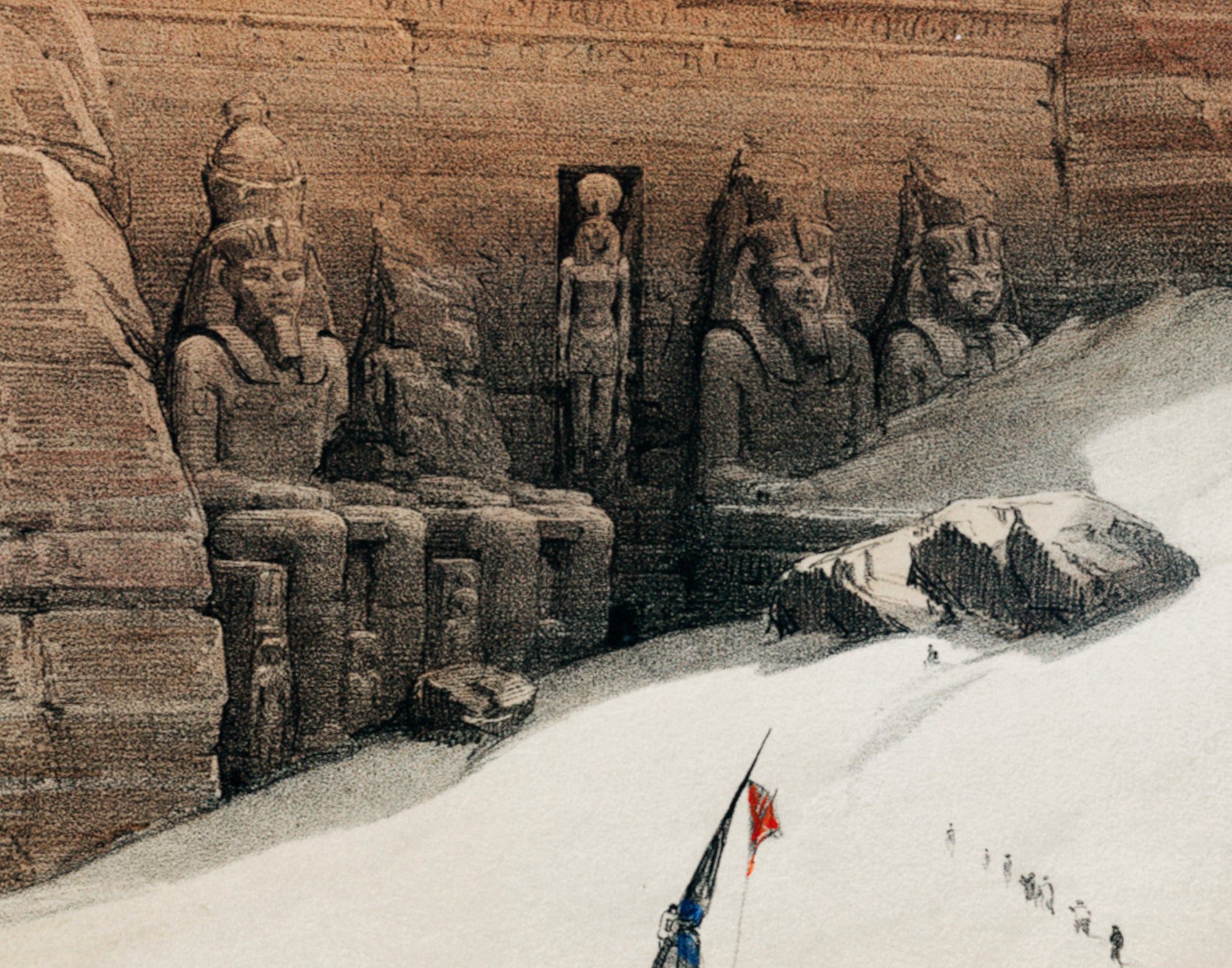 Excavated temples of Abu Simbel, Nubia, David Roberts Fine Art Print