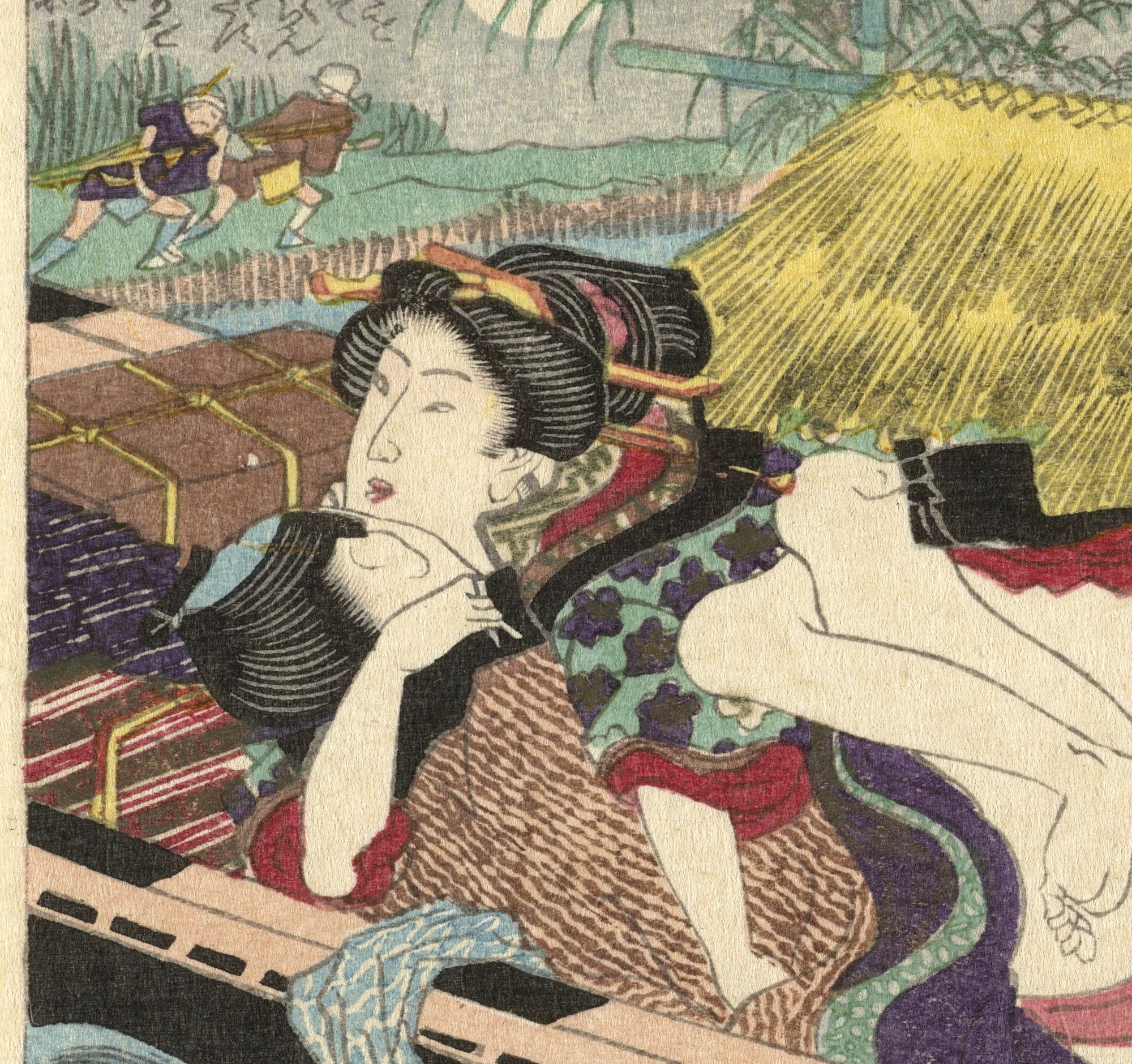 Utagawa Kunisada, Japanese Art Print : Ferry in the Yodo, The erotic road to the capital