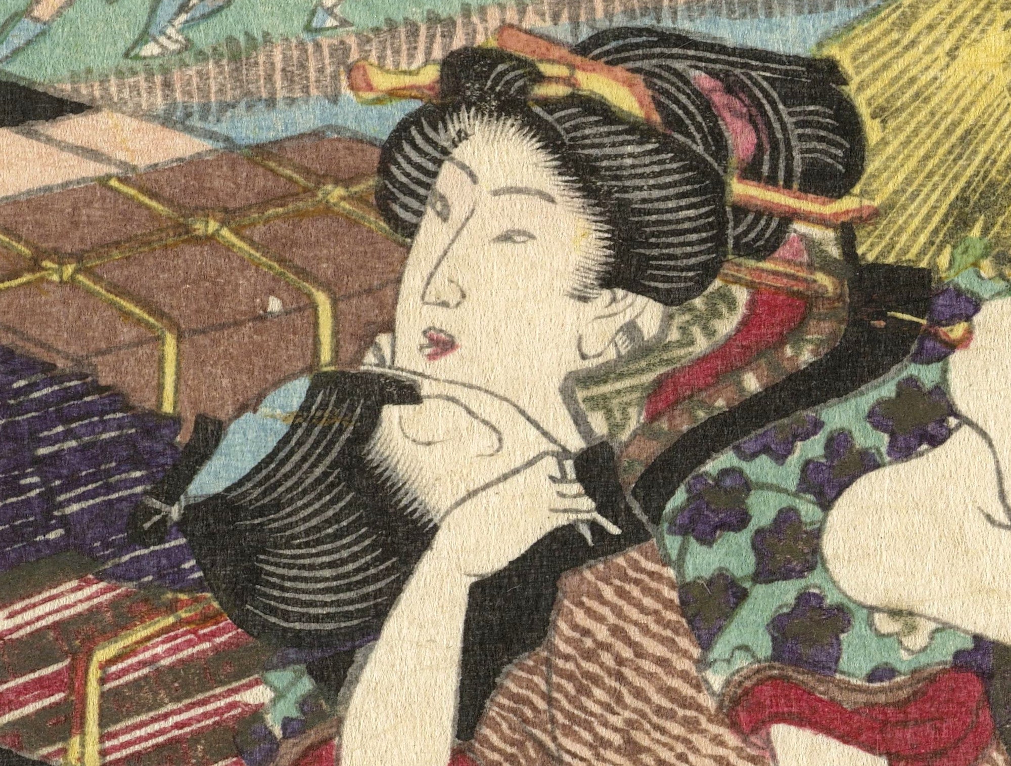Utagawa Kunisada, Japanese Art Print : Ferry in the Yodo, The erotic road to the capital