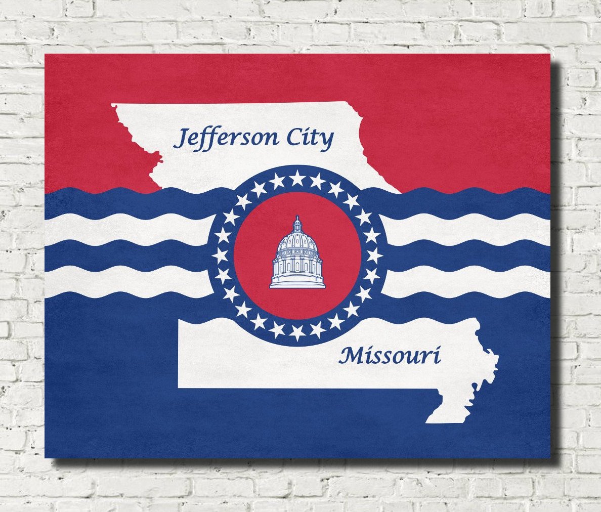 Jefferson City Missouri Flag Print