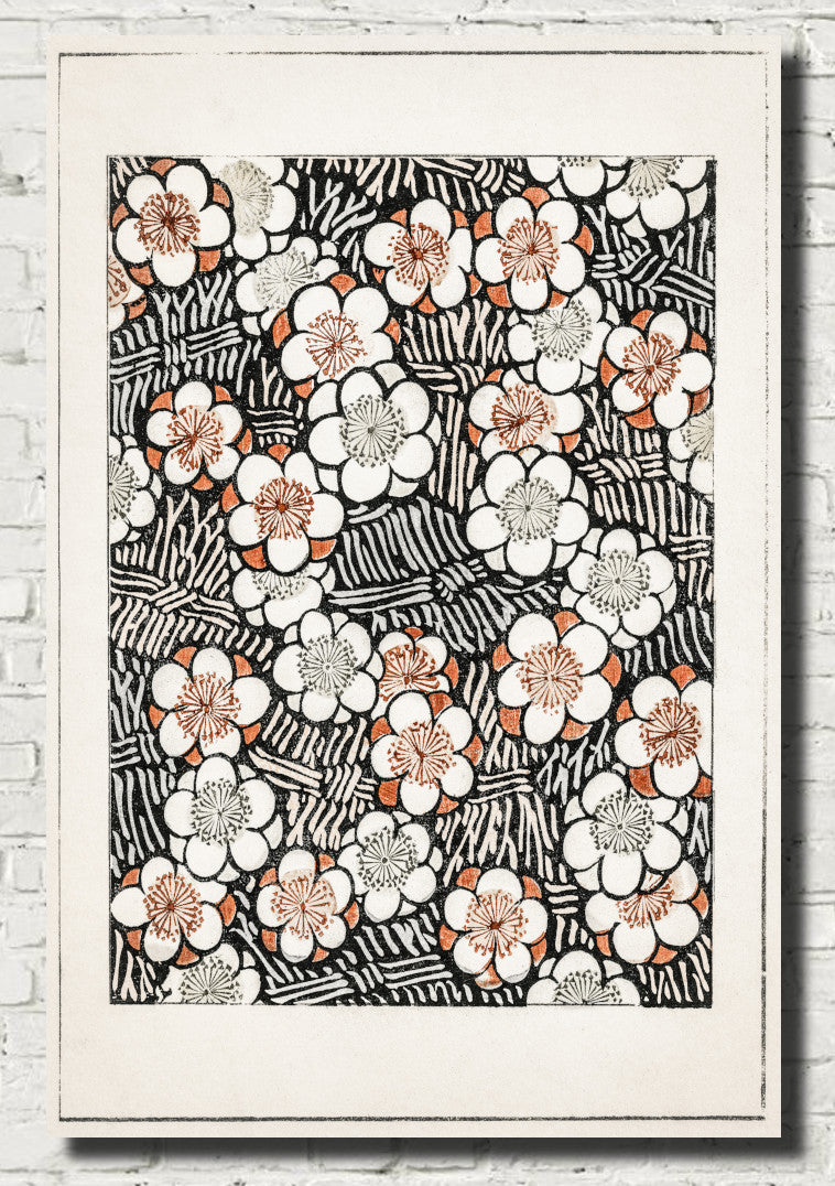 Floral Pattern, Japanese Illustration Print, Watanabe Shōtei