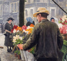 Paul Gustav Fischer Fine Art Print, Flower Market at Højbro Plads, Copenhagen