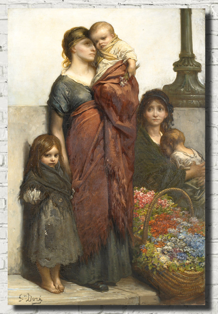 Gustave Dore Fine Art Print : Flower Sellers of London