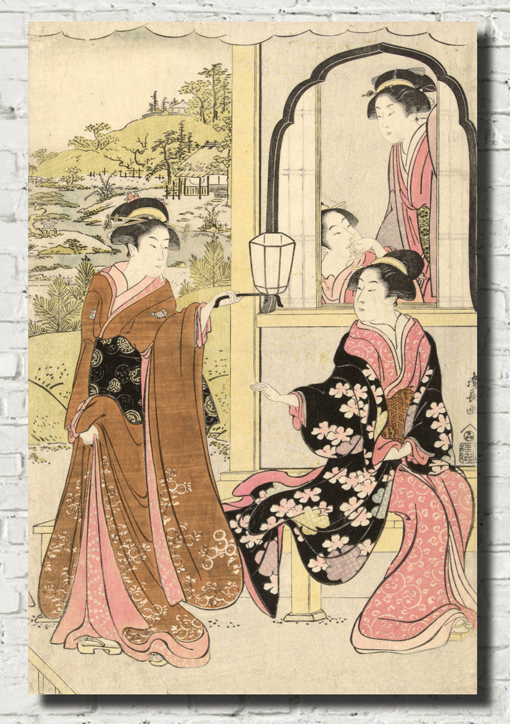 Torii Kiyonaga, Japanese Fine Art Print, Yoshitsune's flute playing