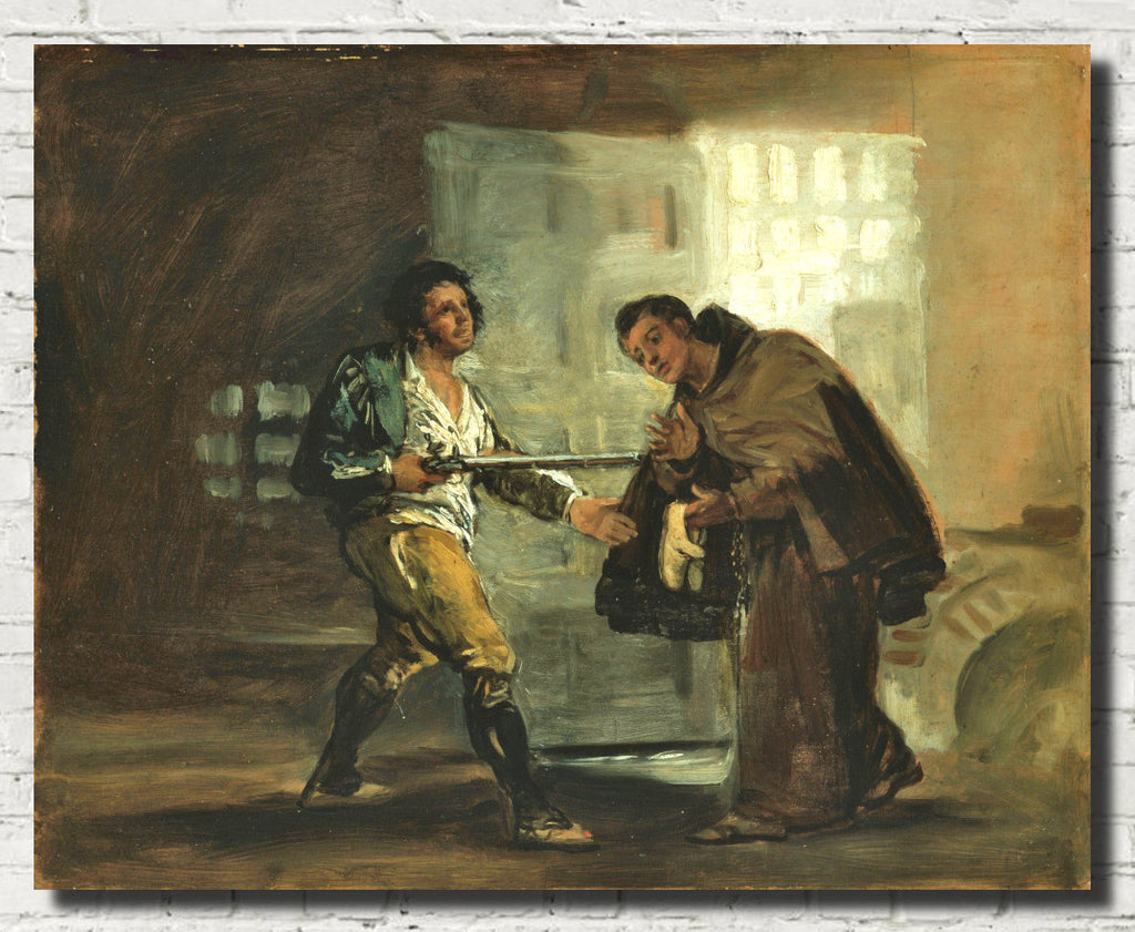 Francisco Goya Fine Art Print, Bullfight, Friar Pedro offers shoes to el Maragato and Prepares to Push Aside his gun