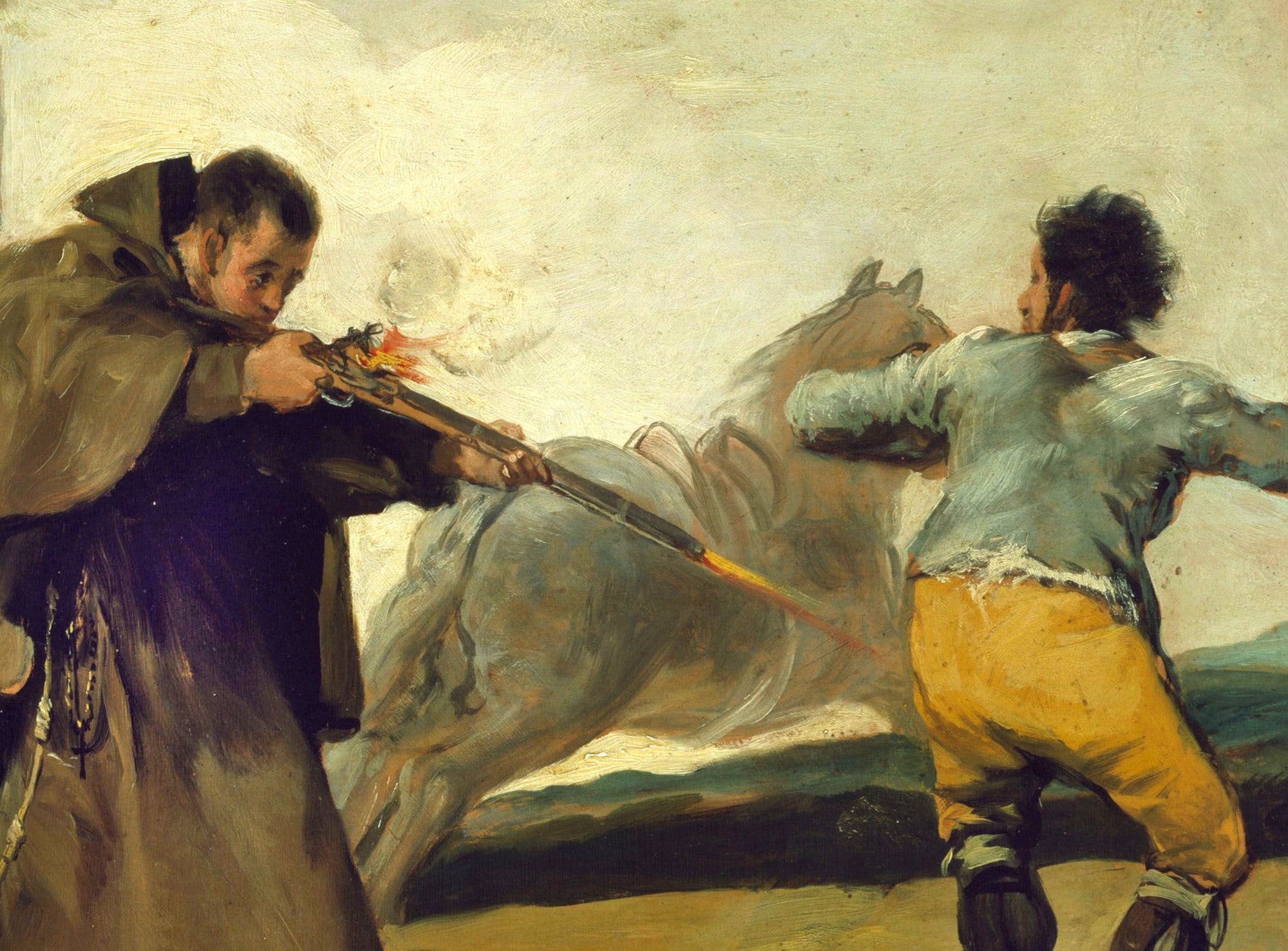 Francisco Goya Fine Art Print, Bullfight, Friar Pedro shoots El Maragato as his horse runs off