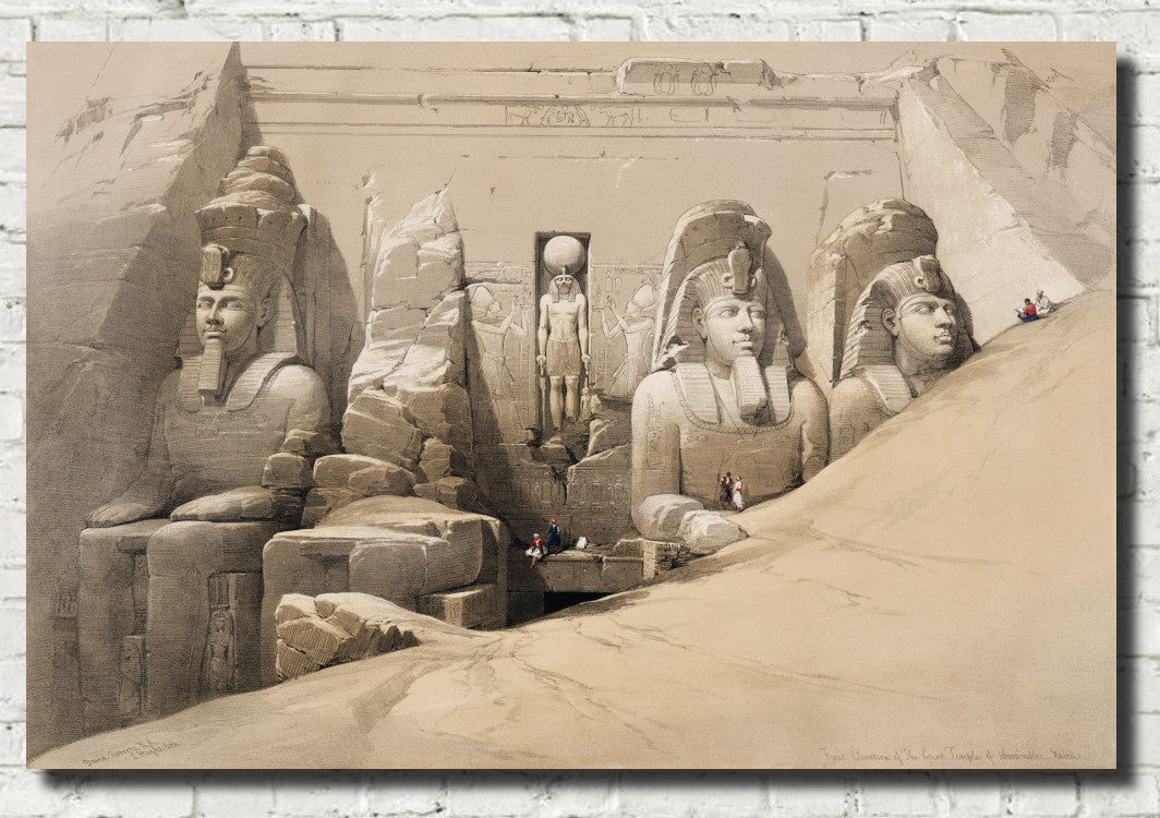 Front elevation of the Great Temple of Abu Simbel, Nubia, David Roberts Fine Art Print