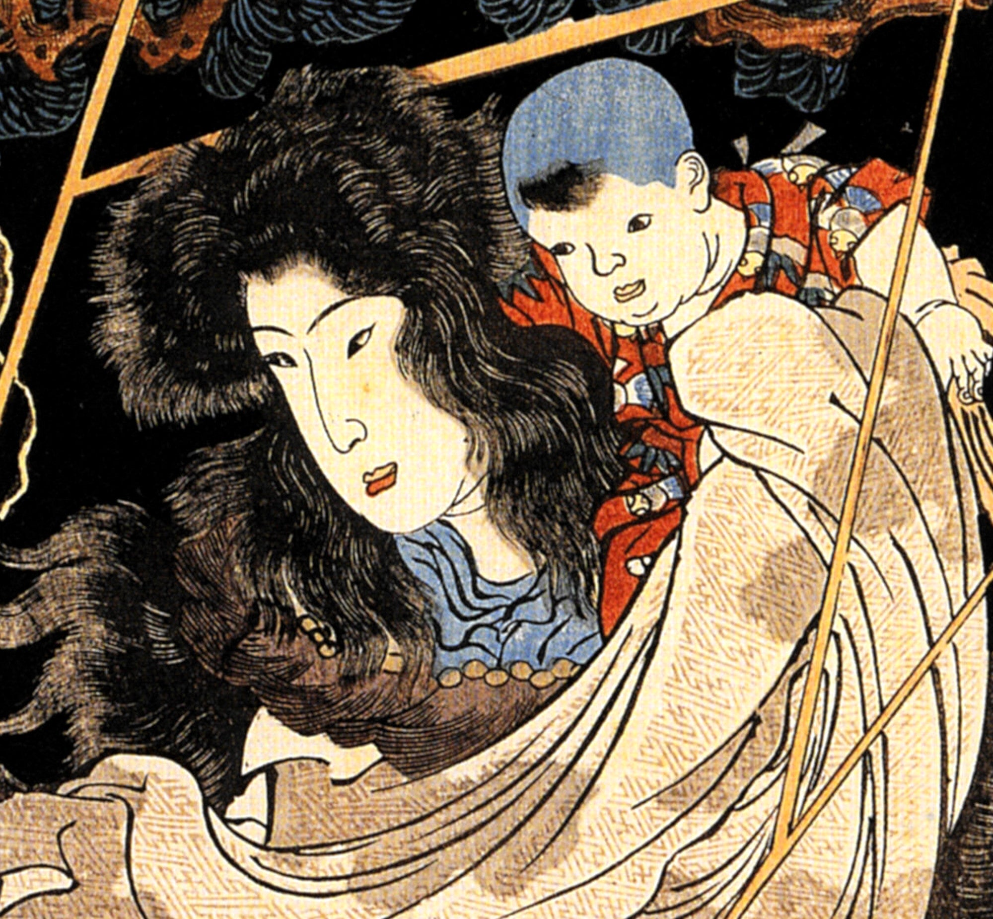 Utagawa Kuniyoshi, Japanese Fine Art Print, Fusehime saving Inue Shimbyoe Masahi from a thunderbolt