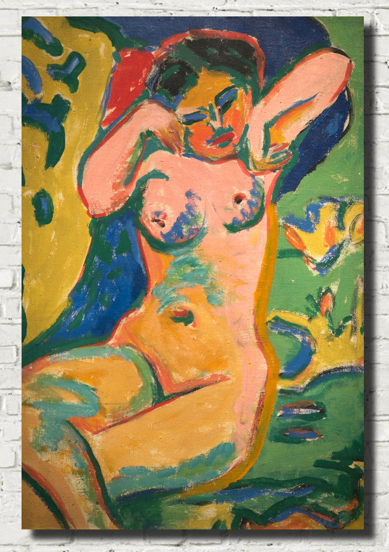 Ernst Ludwig Kirchner Expressionism Fine Art Print, Girl in a Flowering Meadow