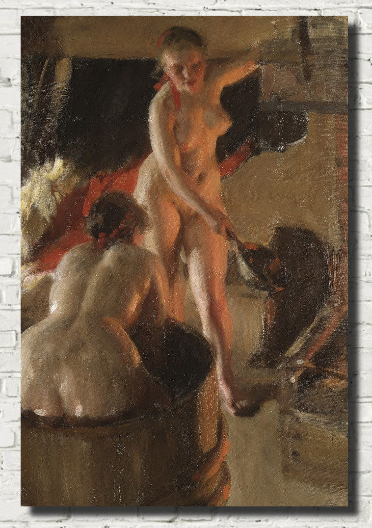 Girls from Dalarna Having a Bath