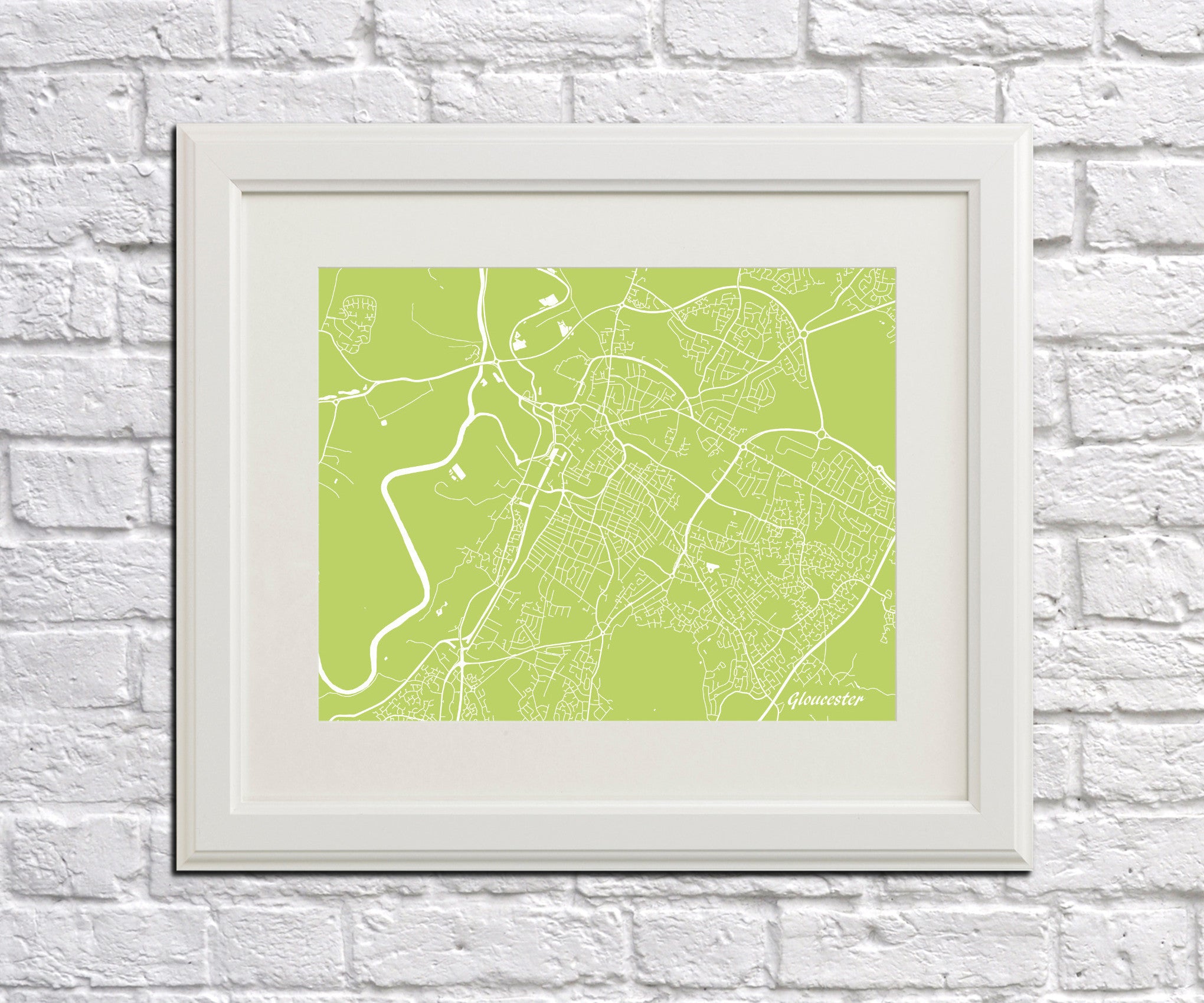 Gloucester City Street Map Print Feature Wall Art Poster