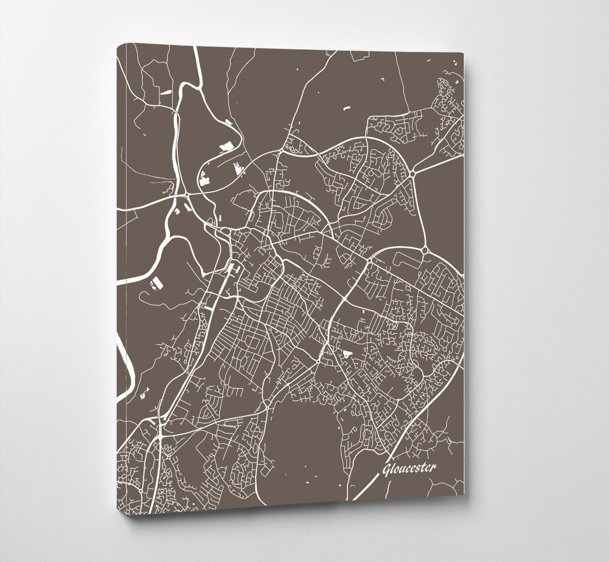 Gloucester City Street Map Print Feature Wall Art Poster