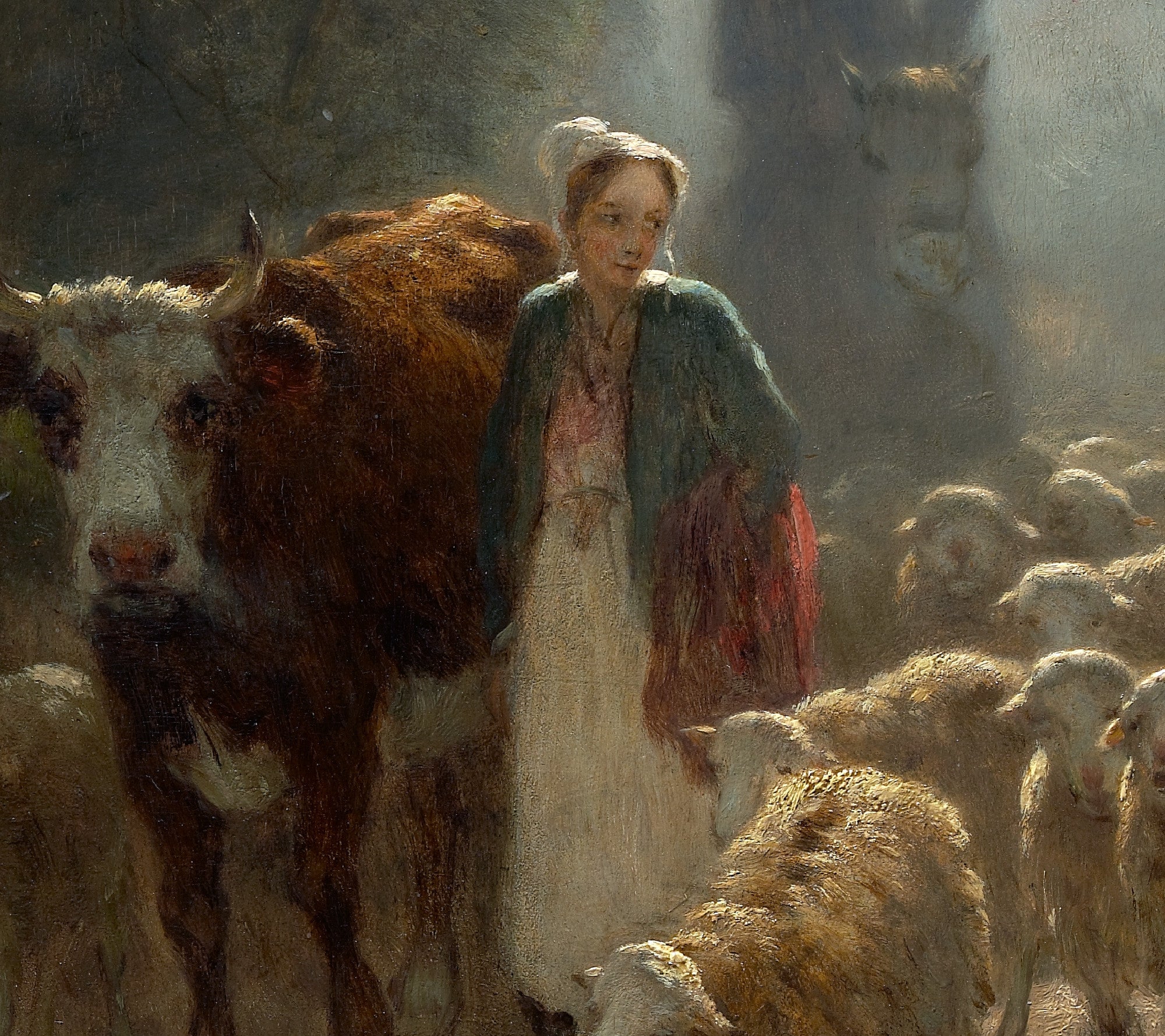 Going To Market On A Misty Morning, Constant Troyon Fine Art Print