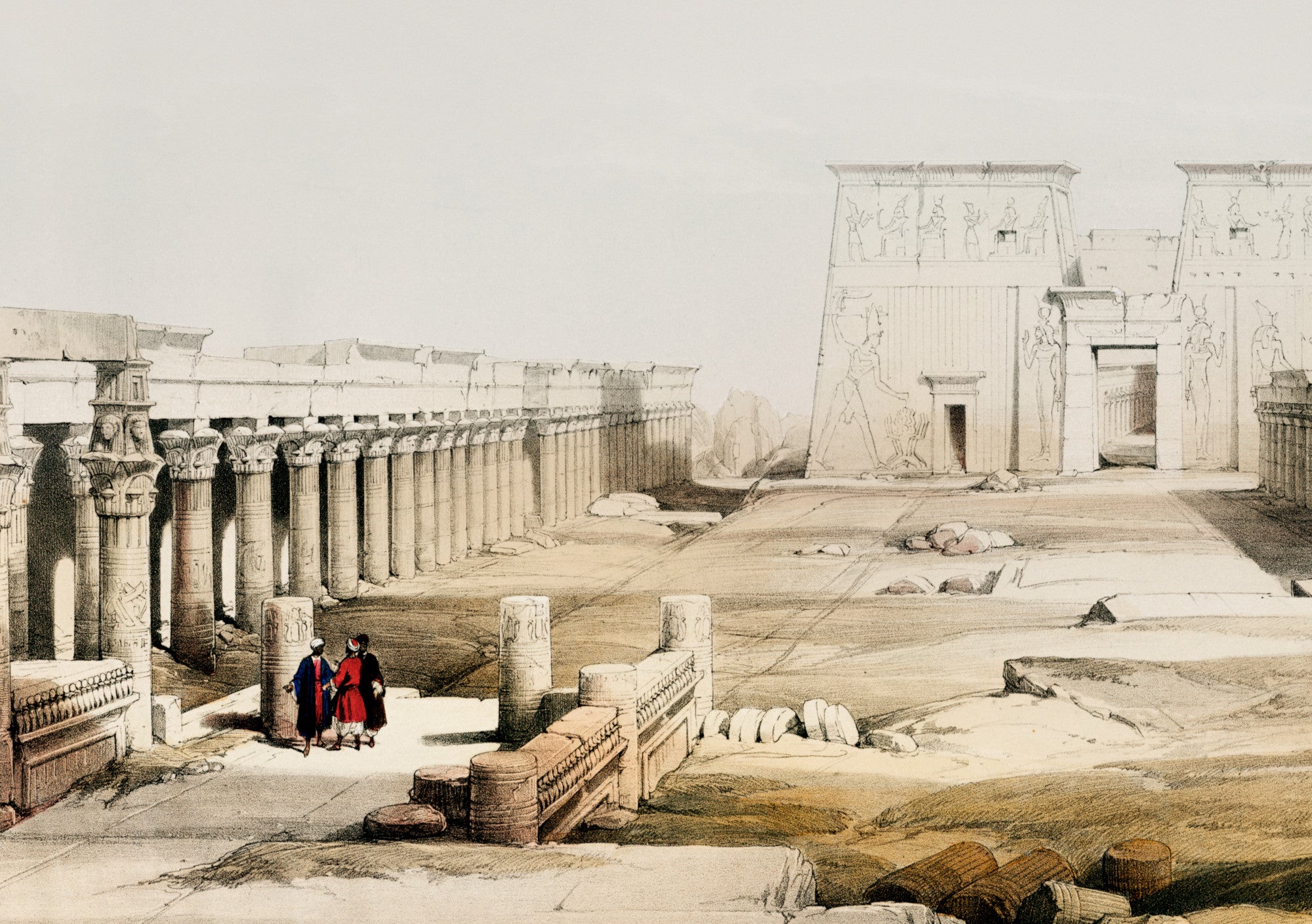 Grand approach to the Temple of Philae Nubia, David Roberts Fine Art Print