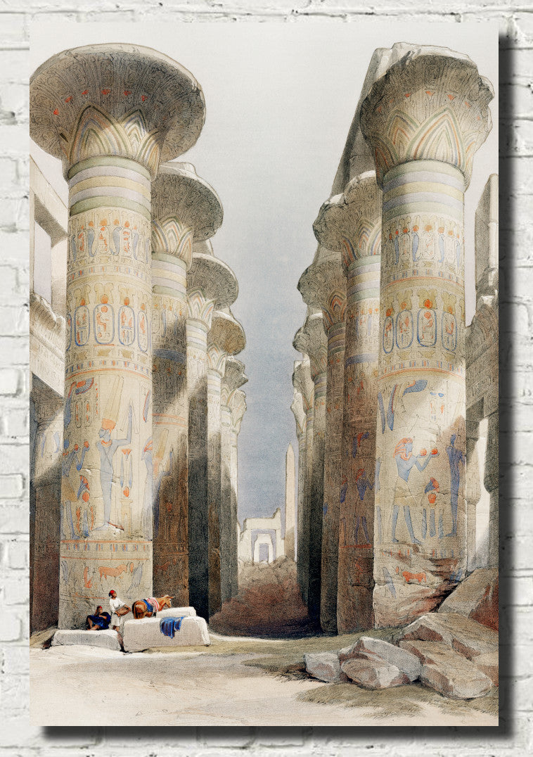 Great Hall at Karnak temple in Thebes, David Roberts Fine Art Print