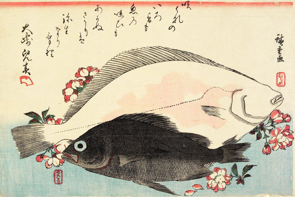 Fish Print Halibut Rockfish Andō Hiroshige, Japanese Art