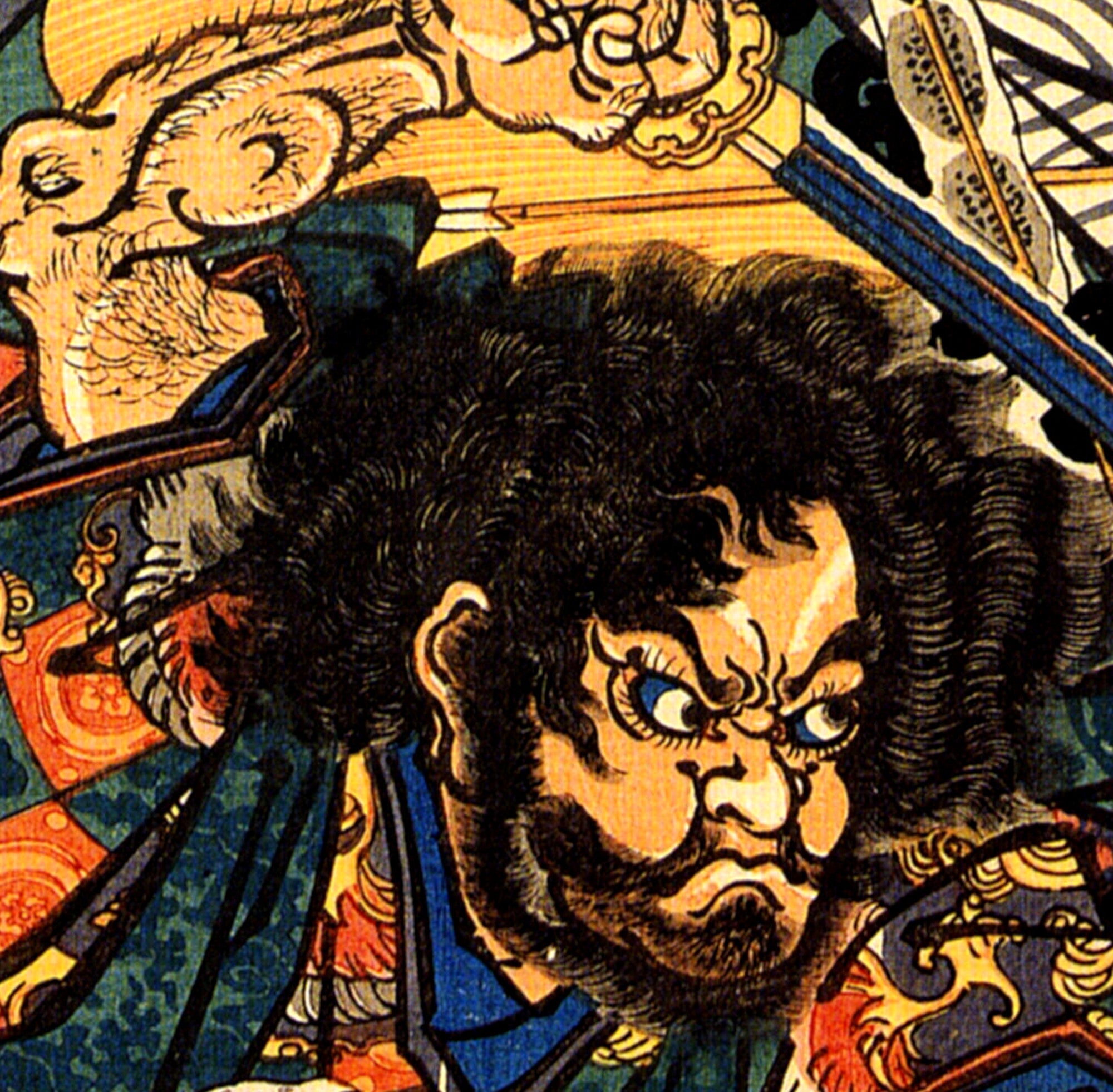 Utagawa Kuniyoshi, Japanese Fine Art Print, Hasebe Nobutsura during the taira attack on the takakura palace