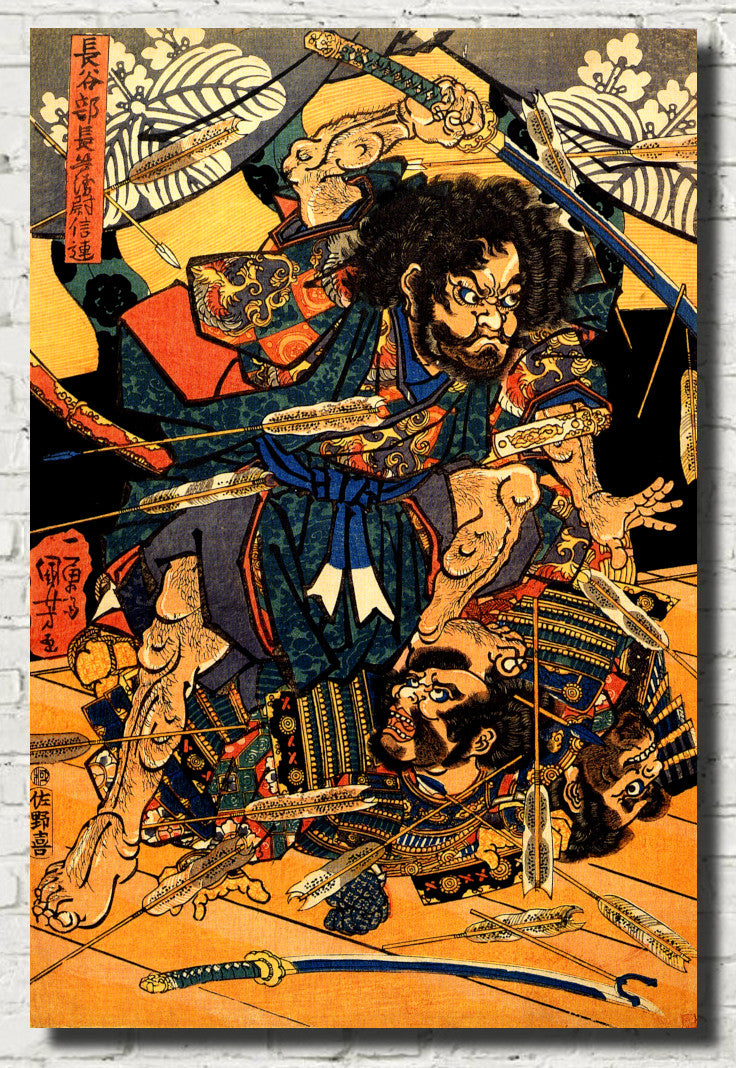 Utagawa Kuniyoshi, Japanese Fine Art Print, Hasebe Nobutsura during the taira attack on the takakura palace