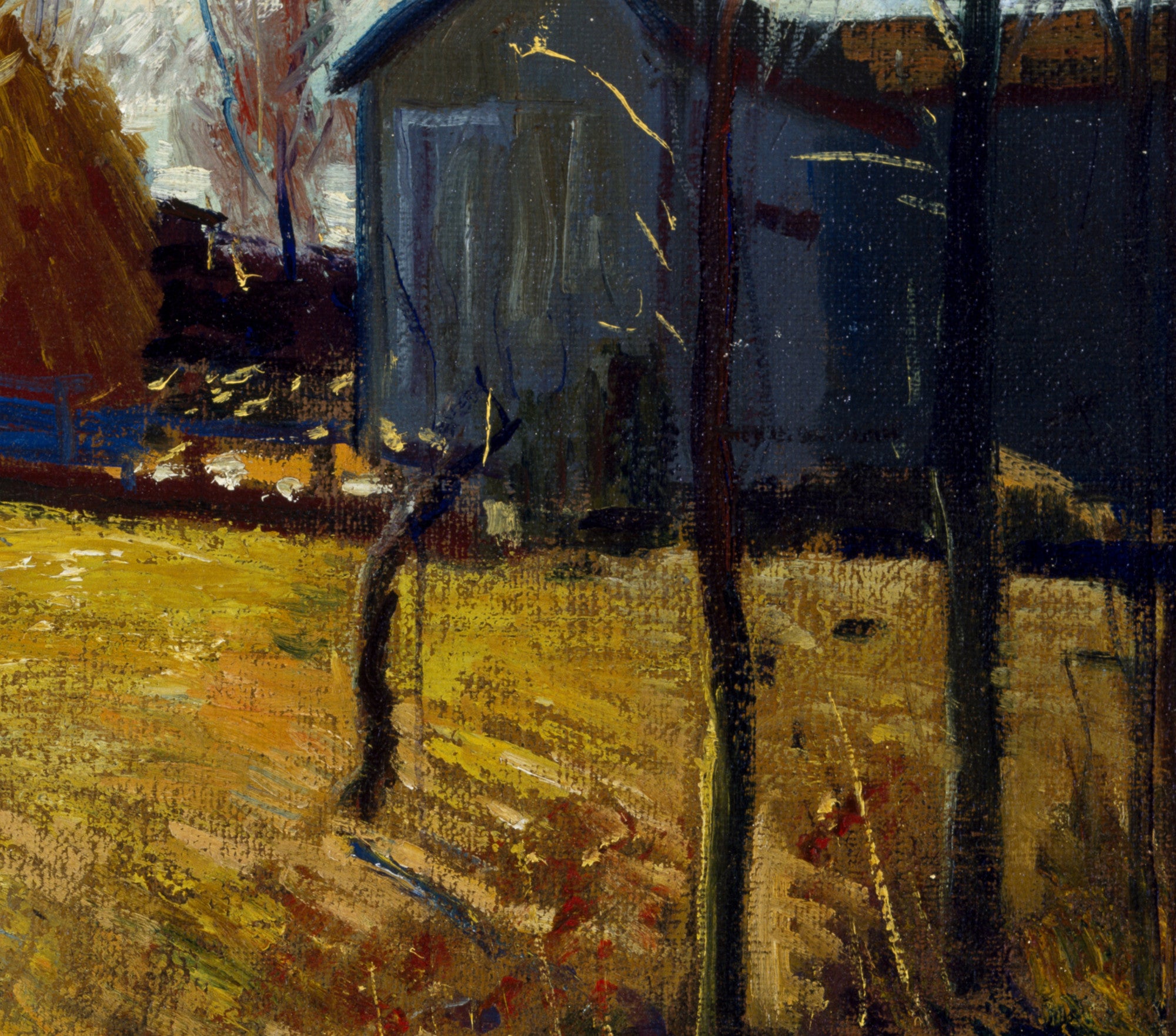 George Bellows Fine Art Print, Haystacks and Barn