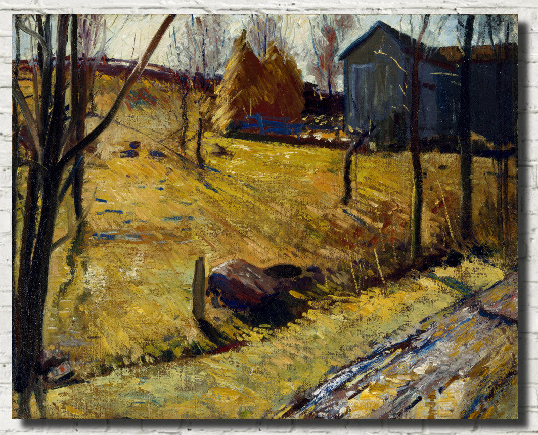 George Bellows Fine Art Print, Haystacks and Barn