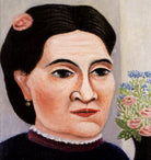 Henri Rousseau, Post- Impressionist Fine Art Print, Portrait of a Woman with flowers