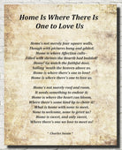 Home Is Where There Is One To Love Us Poem by Charles Swain, Typography Print